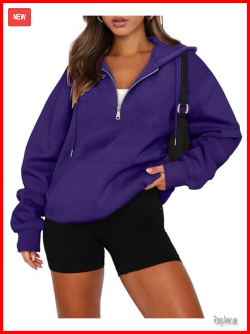 Half Zip Pullover Hoodie Oversized Y2K Sweatshirt Kangaroo Pocket